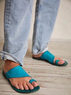 NWOB Free People Sant Antoni Turquoise Slide - Size 36